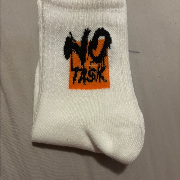 White and Orange Men's Casual Socks - Picture 1 of 4